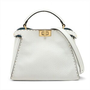 Fendi Peekaboo Essentially Selleria Leather Handbag White